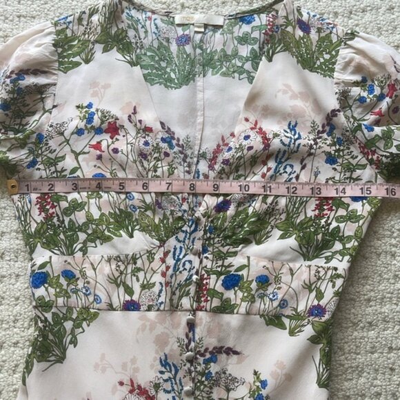 Maje Riviere Floral-Print Silk Crepe De Chine Mini Dress Size EU 36 - Picture 13 of 16